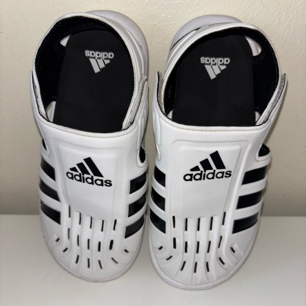 Adidas Kids White and Black Sandals